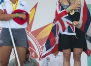 Girls U-18 Gold and Silver Medalist, Tatiana Weston-Webb (HAW) and Kim Veteau (FRA). Credit:ISA/Rommel Gonzales Girls U-18 Gold and Silver Medalist, Tatiana Weston-Webb (HAW) and Kim Veteau (FRA). Credit:ISA/Rommel Gonzales