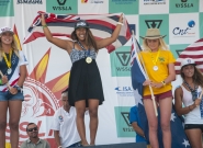 Winners Girls U-16 Division: Mahina Maeda (HAW), Leilani Mcgonagle (CRI), Laura Poncini (AUS) And Maddie-Peterson (USA). Credit:ISA/Rommel Gonzales Winners Girls U-16 Division: Mahina Maeda (HAW), Leilani Mcgonagle (CRI), Laura Poncini (AUS) And Maddie-Peterson (USA). Credit:ISA/Rommel Gonzales