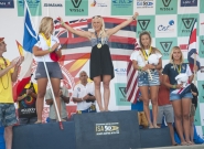 Winners Girls U-18 Division: Tatiana Weston Webb (HAW), Kim Veteau (AUS), Tia Blanco (USA) and Leilani Mcgonagle (CRI). Credit:ISA/Rommel Gonzales Winners Girls U-18 Division: Tatiana Weston Webb (HAW), Kim Veteau (AUS), Tia Blanco (USA) and Leilani Mcgonagle (CRI). Credit:ISA/Rommel Gonzales